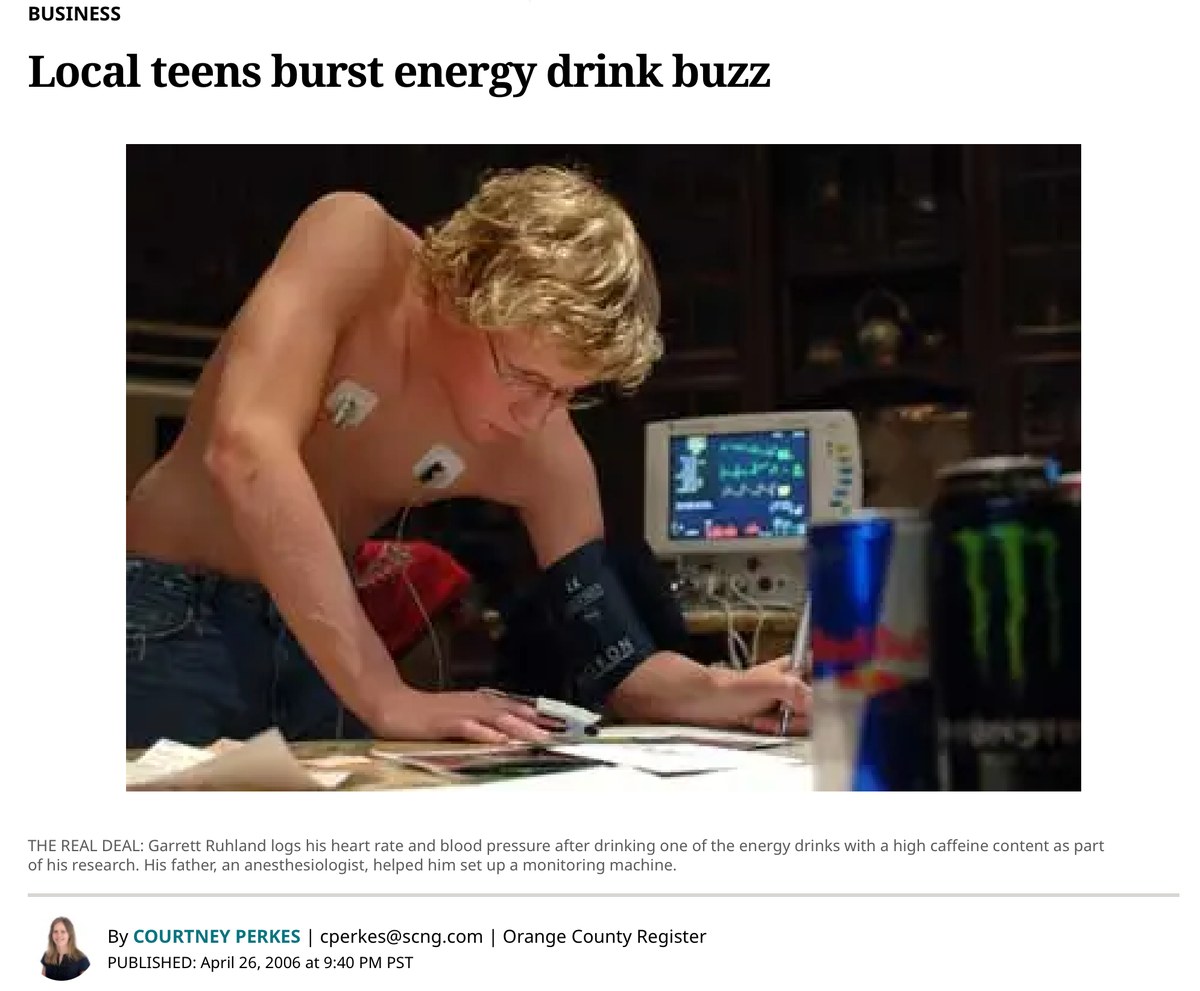 Orange County Register clipping of the caffeine study