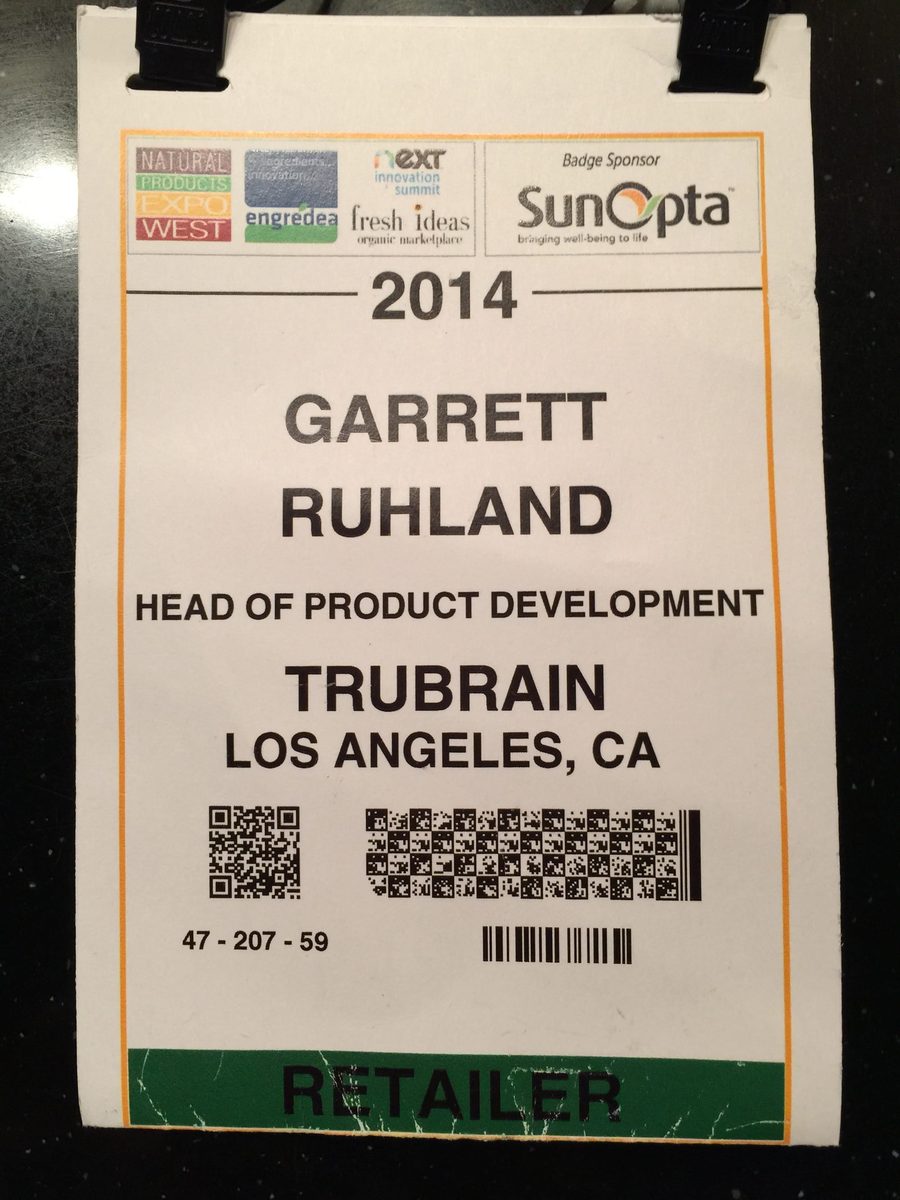 Expo West badge, Head of Product Development, truBrain